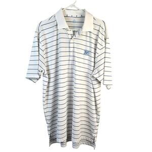 Turtleson Tour Performance Polo Men's L Blue White Stripe Monogram Golf READ